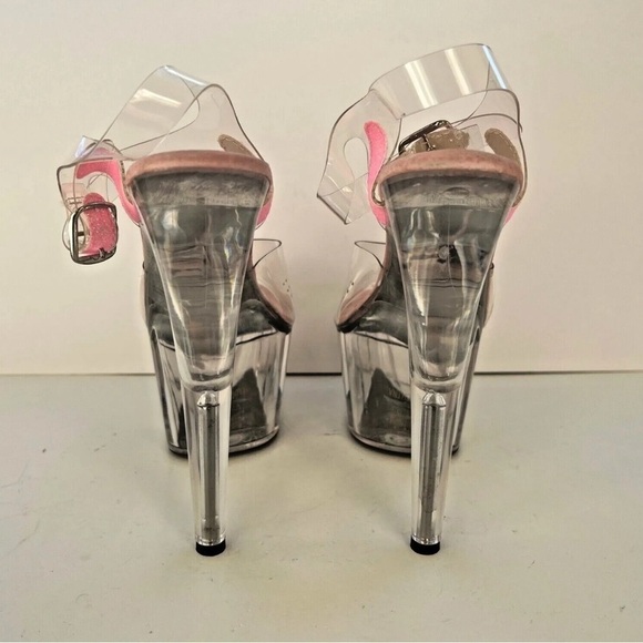 Glitter Heels 6.5" Stiletto Clear Platform
Pink Stripper Pole Dance Shoes - Picture 6 of 10
